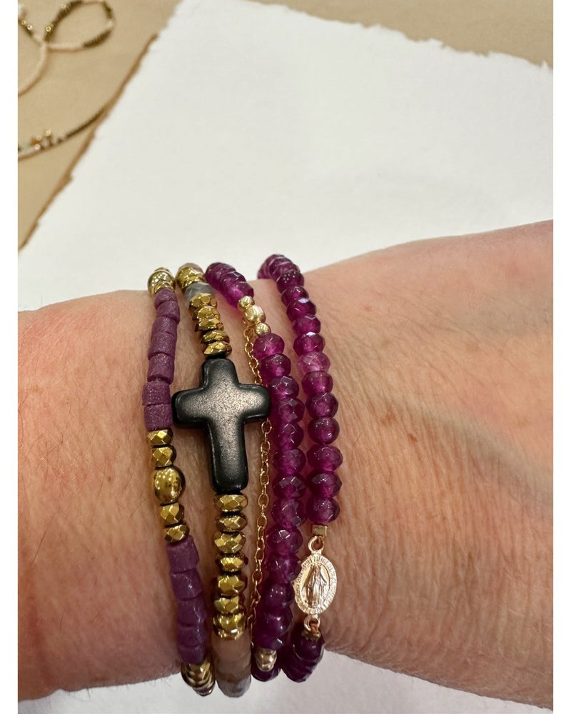 BRACELET TROIS TOURS - Vierge - Prune - 240354 - Mademoizelle Moon - Désaccords