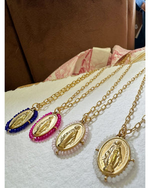 COLLIER MADONE ROSE fuchsia - 240455 - Mademoizelle Moon - Désaccords