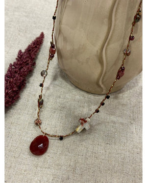 COLLIER MINI SAUTOIR TRESSÉ BORDEAUX - 241101 - Mademoizelle Moon - Désaccords