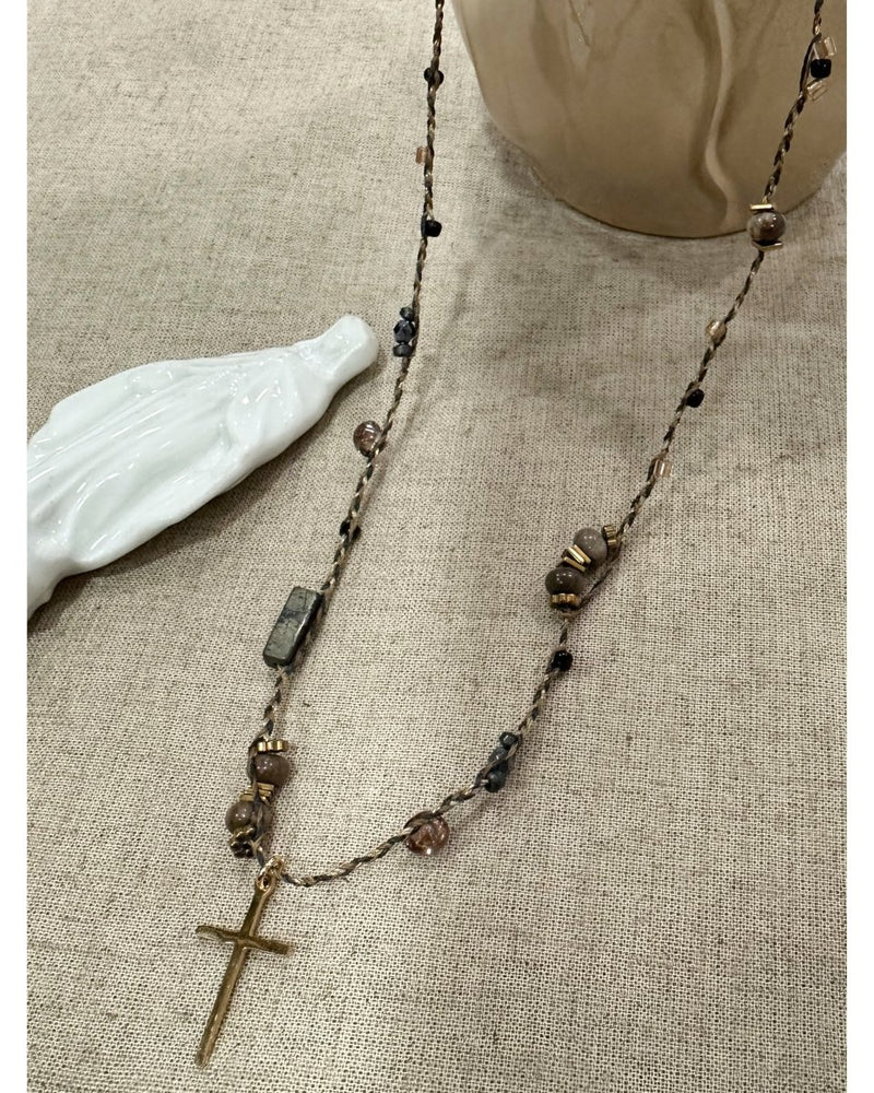 COLLIER MINI SAUTOIR TRESSÉ GRIS - 241102 - Mademoizelle Moon - Désaccords
