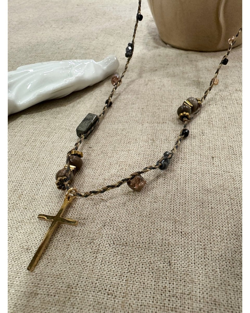 COLLIER MINI SAUTOIR TRESSÉ GRIS - 241102 - Mademoizelle Moon - Désaccords