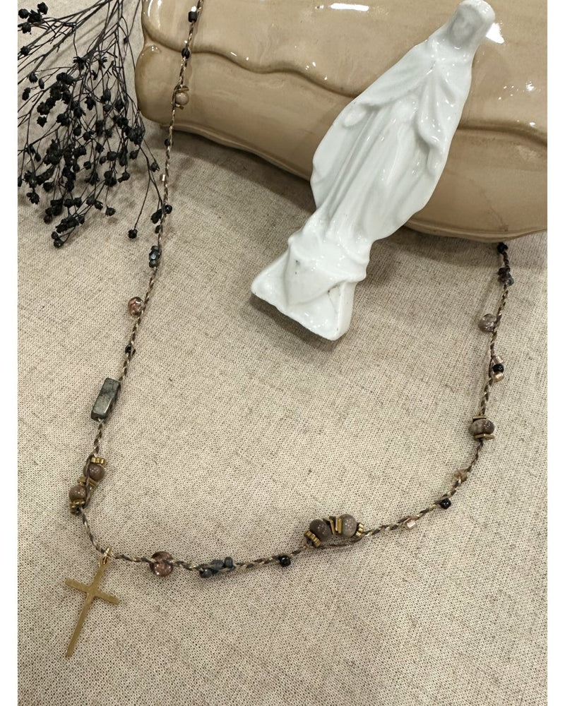 COLLIER MINI SAUTOIR TRESSÉ GRIS - 241102 - Mademoizelle Moon - Désaccords