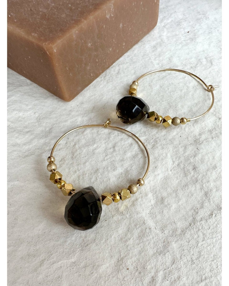 BOUCLES D'OREILLES CRÉOLES GOUTTE - Ecorce - Mademoizelle Moon - Désaccords