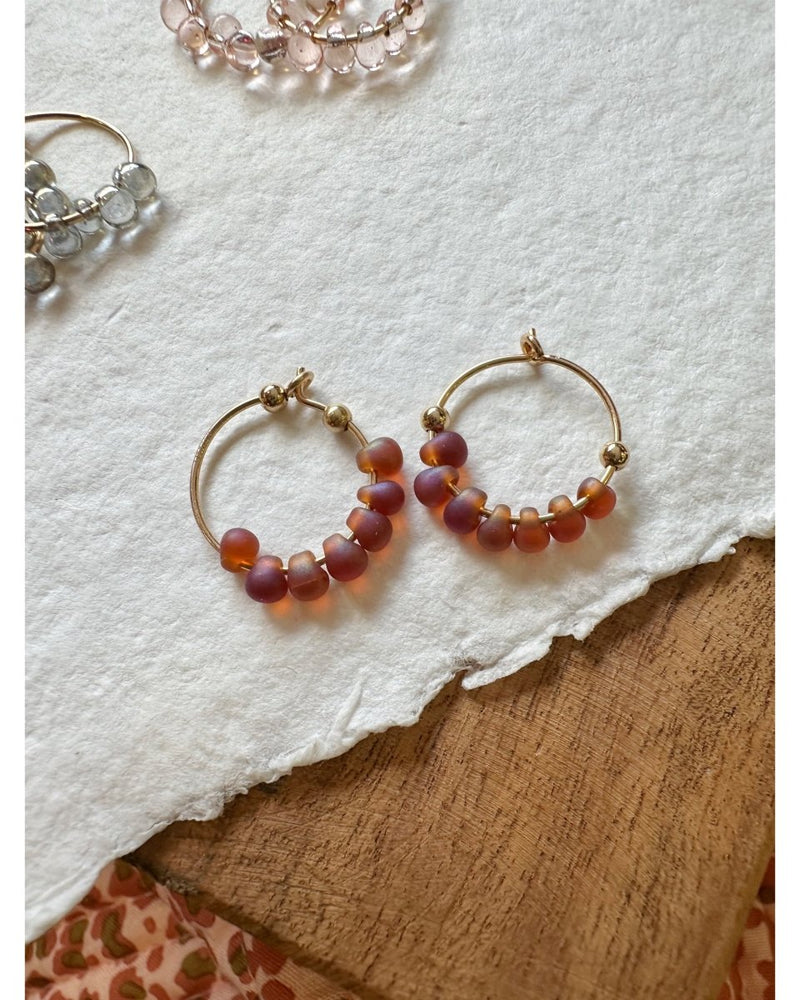 BOUCLES D'OREILLES CREOLES GOUTTELETTES framboise -XS - Mademoizelle Moon - Désaccords