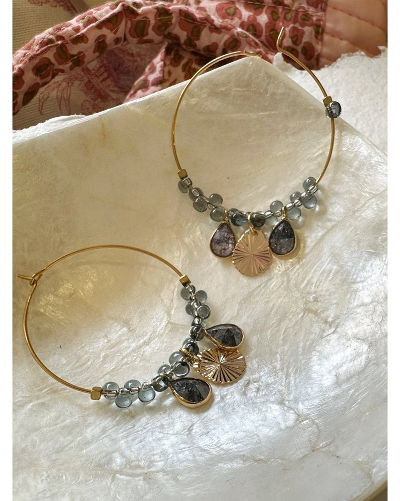 BOUCLES D'OREILLES CRÉOLES GOUTTES BLEUES - XL - Mademoizelle Moon - Désaccords
