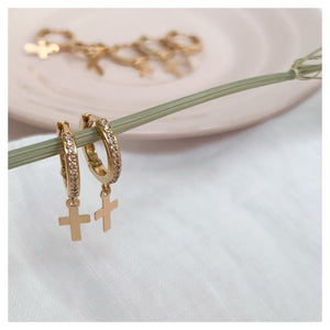 BOUCLES D'OREILLES DORMEUSES CROIX - Mademoizelle Moon - Désaccords
