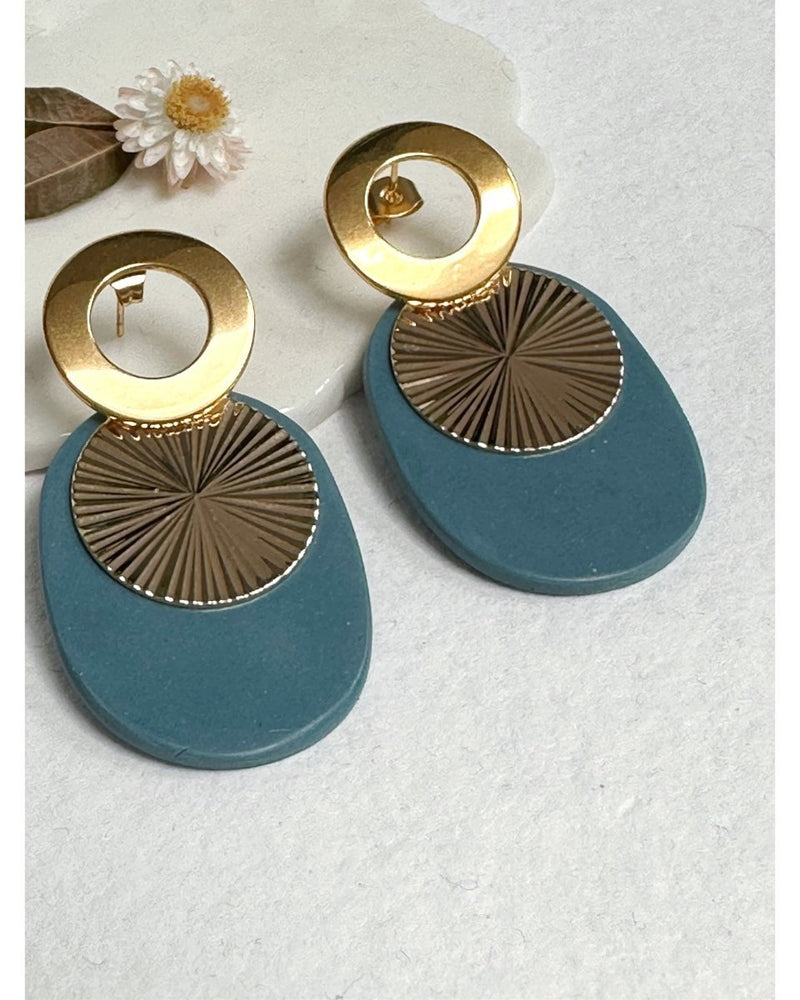 BOUCLES D'OREILLES EN ARGILE POLYMÈRE - GALET- Jean - Mademoizelle Moon - Désaccords
