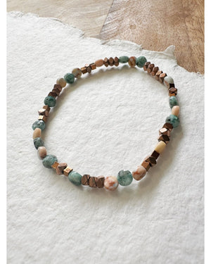 BRACELET - TURQUOISES AFRICAINES & HEMATITES BRONZE - Mademoizelle Moon - Désaccords