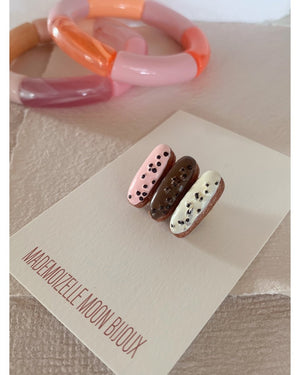 BROCHE TRIO D'ECLAIRS Fraise, Vanille, Chocolat - Mademoizelle Moon - Désaccords