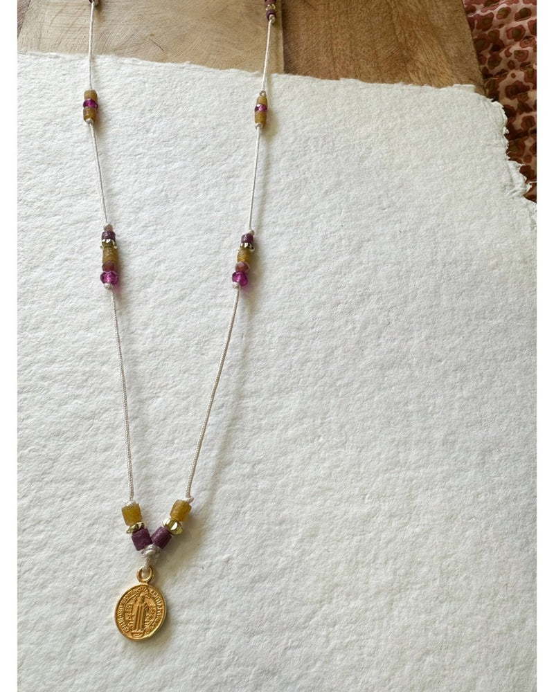 COLLIER BICOLORE Curry & Violet - Mademoizelle Moon - Désaccords