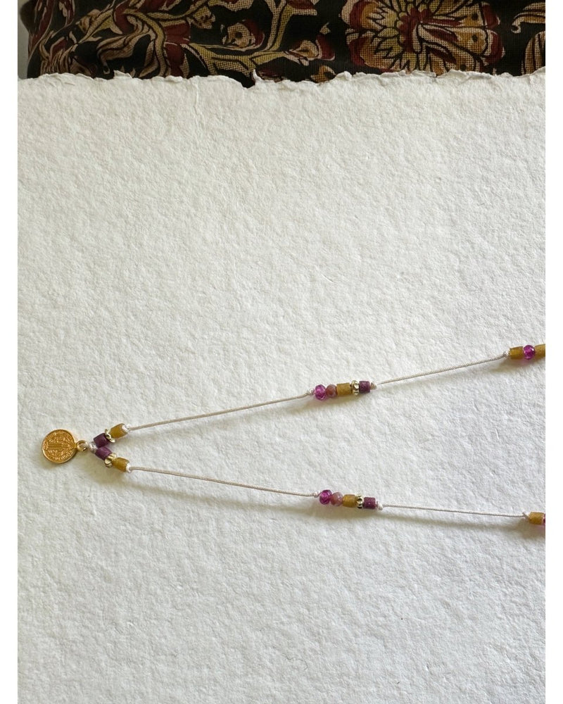 COLLIER BICOLORE Curry & Violet - Mademoizelle Moon - Désaccords