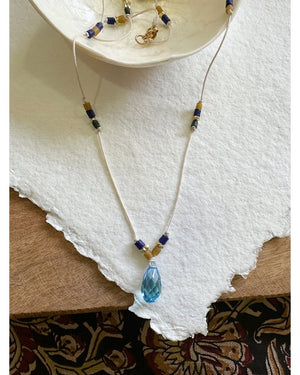 COLLIER TRICOLORE Curry, bleu & vert - Mademoizelle Moon - Désaccords